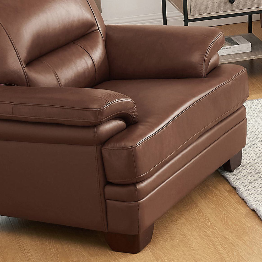 Luxor Leather Chair Pecan Memory Foam Genuine Leather