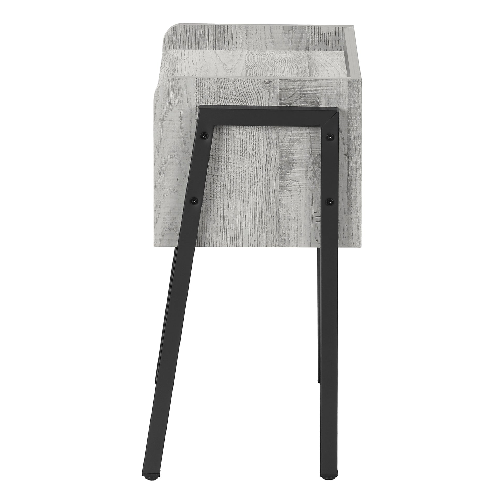 Accent Table, Side, End, Nightstand, Lamp, Living Room, Bedroom, Grey Laminate, Black Metal, Contemporary, Modern Grey Metal