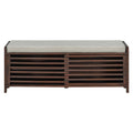 Distressed Shutter Storage Bench With Acacia Veneer For Retro Charm For Living Room, Entryway Espresso Espresso Mdf