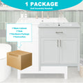 30 Inch Bathroom Vanity With Ceramic Sink And Large Storage The Perfect Choice For Small Bathrooms White Bathroom Solid Wood Mdf