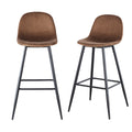 Bar Stools Set Of 2, 30 Inches Velvet Barstool Modern Counter Bar Height Chair With Back, Sturdy Metal Legs & Footrests, Easy Assembly, Island Stool For Kitchen Bar Brown Velvet