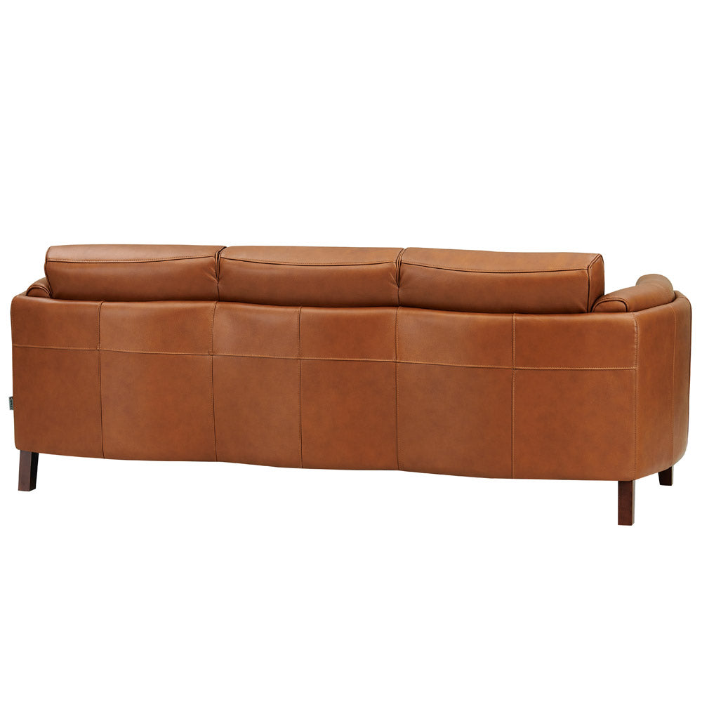 Maui Leather Sofa Brown Down Filling Genuine Leather 3 Seat