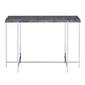 Grey And Chrome Rectangle Sofa Table Grey Silver Primary Living Space Rectangular Wood Metal