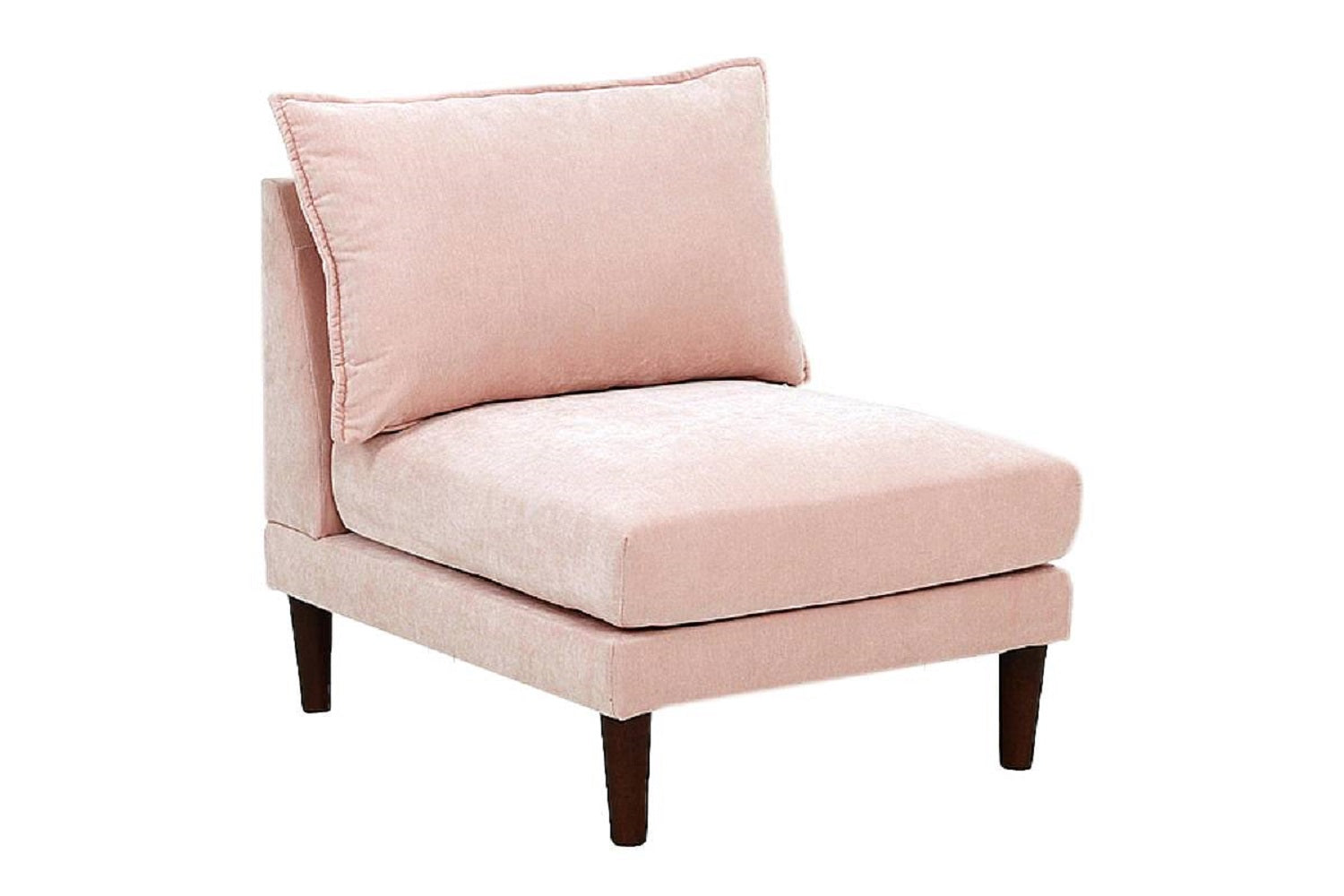 Beautiful Blush Pink Armless Chair Morgan Fabric 1Pc Chair Pillow Soft Cushion Wood Legs Living Room Furniture Pink Primary Living Space Classic,Contemporary,Modern Fabric