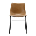 Industrial Faux Leather Dining Chairs, Set Of 2 Whiskey Brown Walnut Polyester Pu Leather