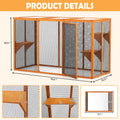 Detachable Cat Enclosure With Waterproof Roof And 3 Jumping Platforms, Orange Orange Wood