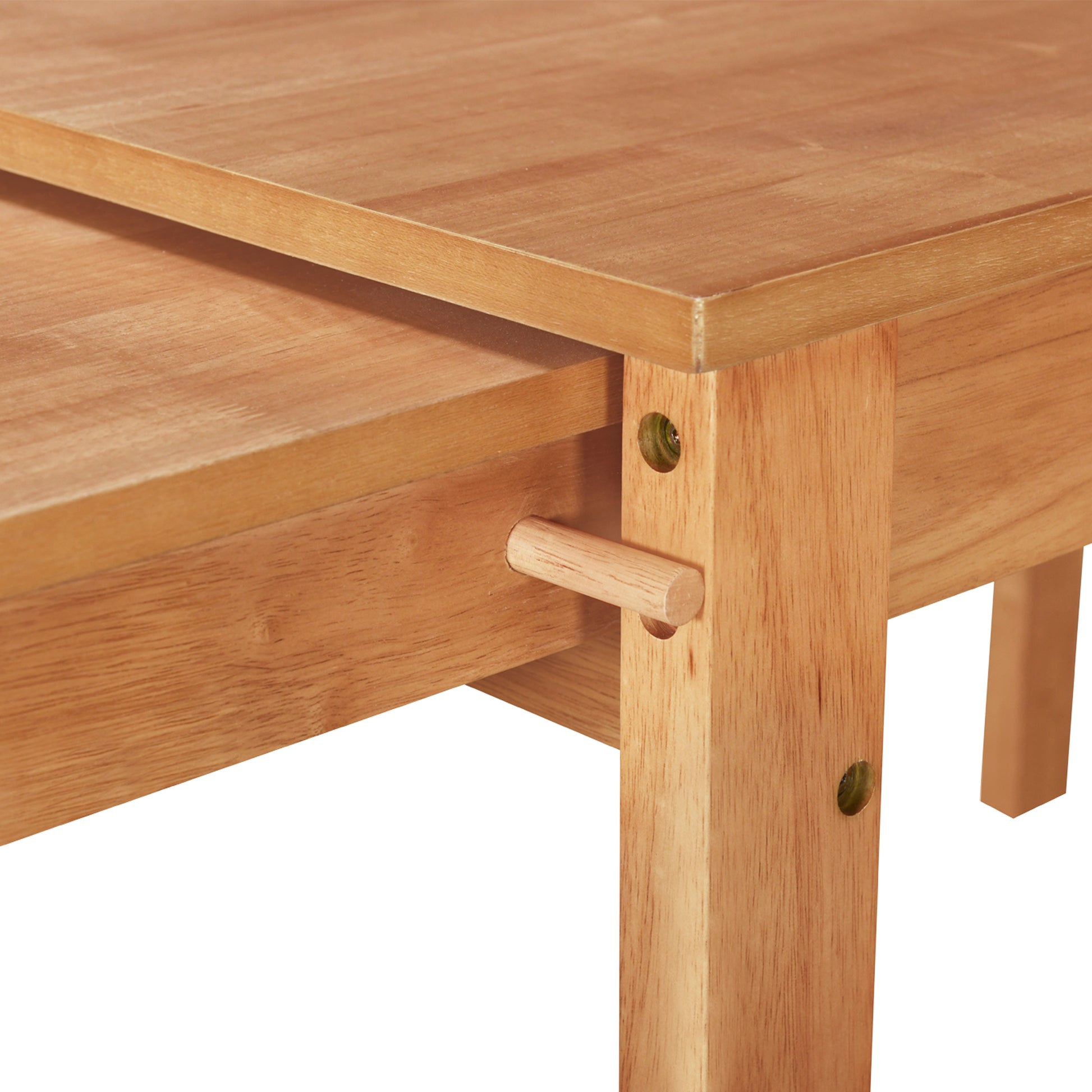 Farmhouse 65" 5 Piece Extendable Dining Table Set With Wheels Kitchen Table Set With 17.7" Pull Out Side Table And Dining Chairs For Small Places, Natural Wood Wood Natural Solid Back Wood Dining Room Solid Wood Rubberwood Rectangular Rectangular Dining