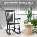 Outsunny Outdoor Wood Rocking Chair, 350 Lbs. Porch Rocker With High Back For Garden, Patio, Balcony, Black Black Wood