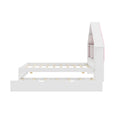 Twin Size House Shaped Bed With Bookcase Headboard And Led Light And Twin Size Trundle For Kids Boys Girls, Pink White Box Spring Not Required Twin White Pink Wood Bedroom Cute Bed Frame Wood