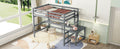 Full Size High Loft Bed With Built In Desk, Ladder Platform, Ladders, Guardrails ,Grey Full Grey Bedroom American Design Pine