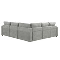 4 Seat L Shaped Modular Sofa With Thick Backrest And Seat Cushions, Suitable For Living Rooms, Offices Gray Wood Polyester 4 Seat