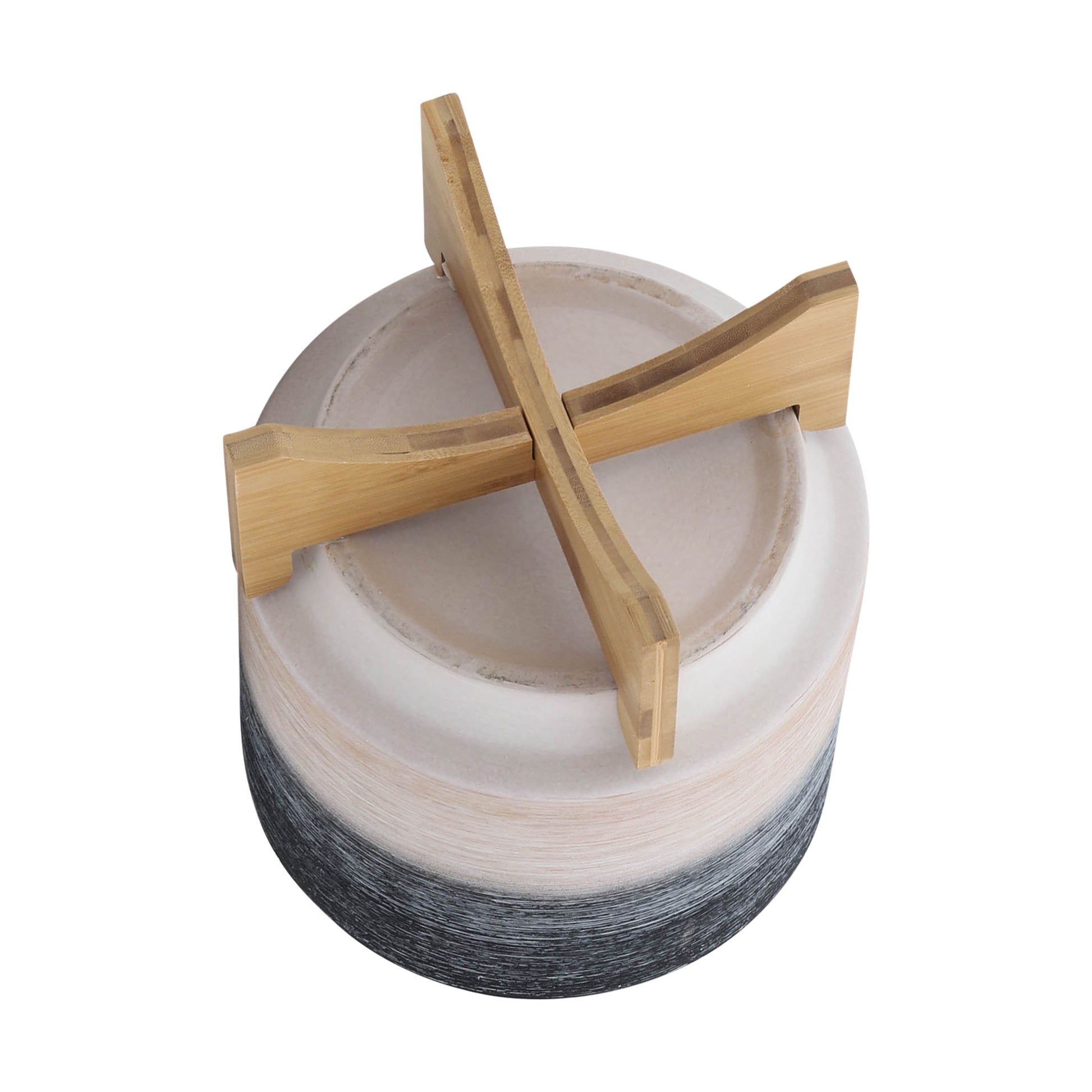 Ceramic, S 2 8 10" Planter On Wooden Stand, Gray Gray Ceramic