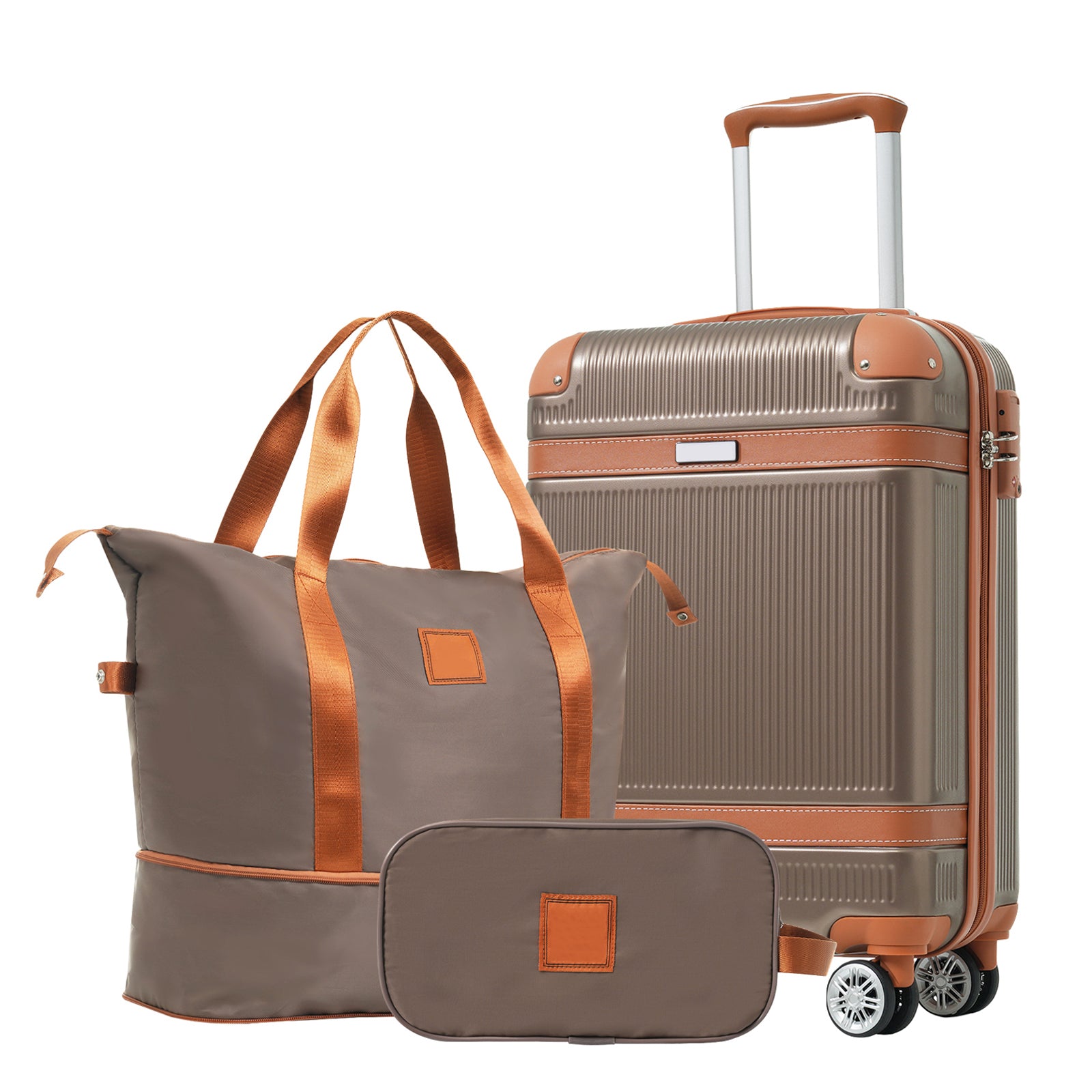 Hardshell Luggage Sets 3 Piece Carry on Suitcase coppery-abs