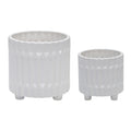 S 2 Ceramic Fluted Planter W Feet 6 8