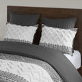 3 Piece Cotton Comforter Set With Chenille Tufting Gray Full Queen Queen Gray Cotton