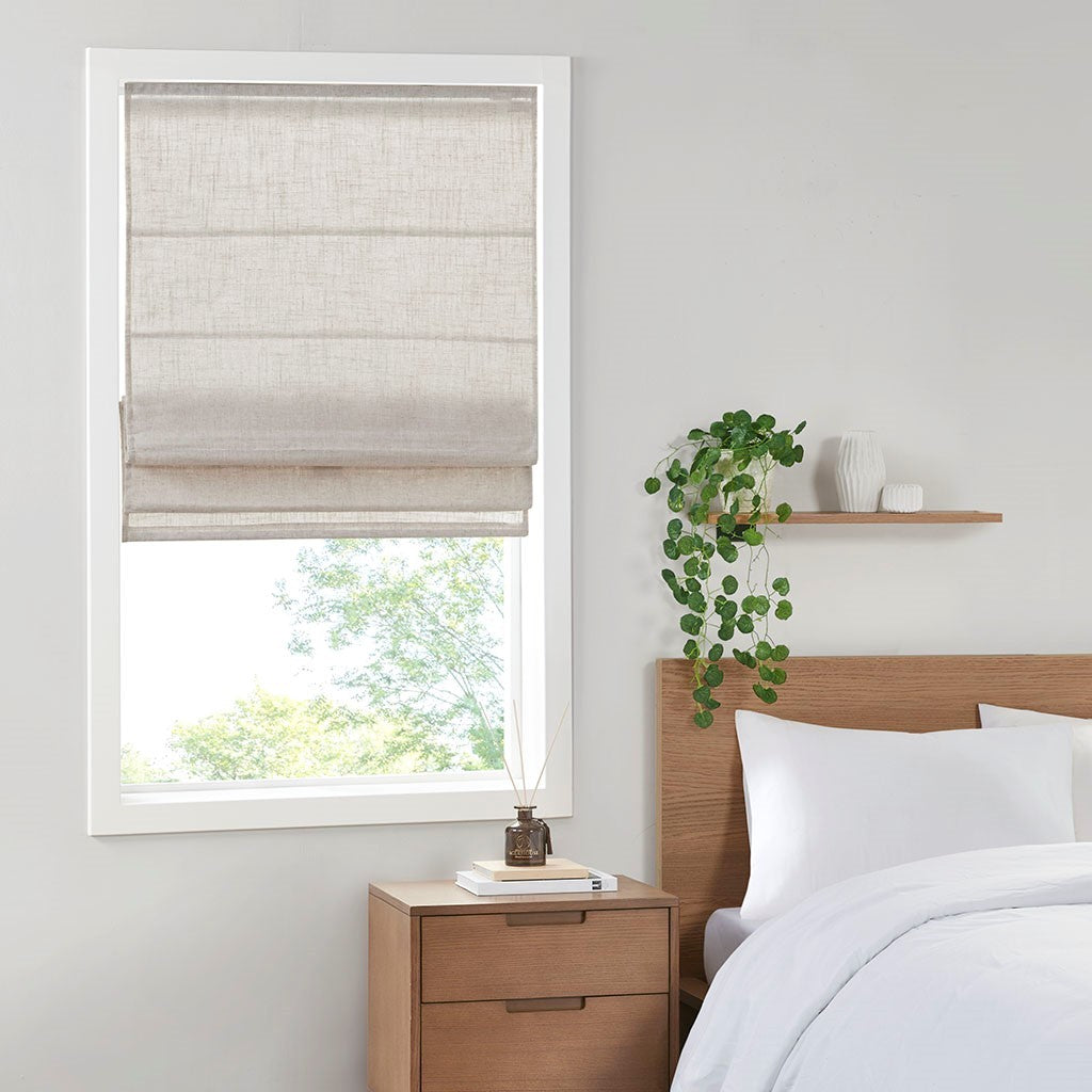 Linen Blend Light Filtering Cordless Roman Shade Natural Polyester