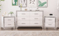 3 Pieces Sets,Dresser And Two Nightstands With Metal Handles And Mirror Decoration, Elegant And Subtle,White White 3 Piece Set Mdf