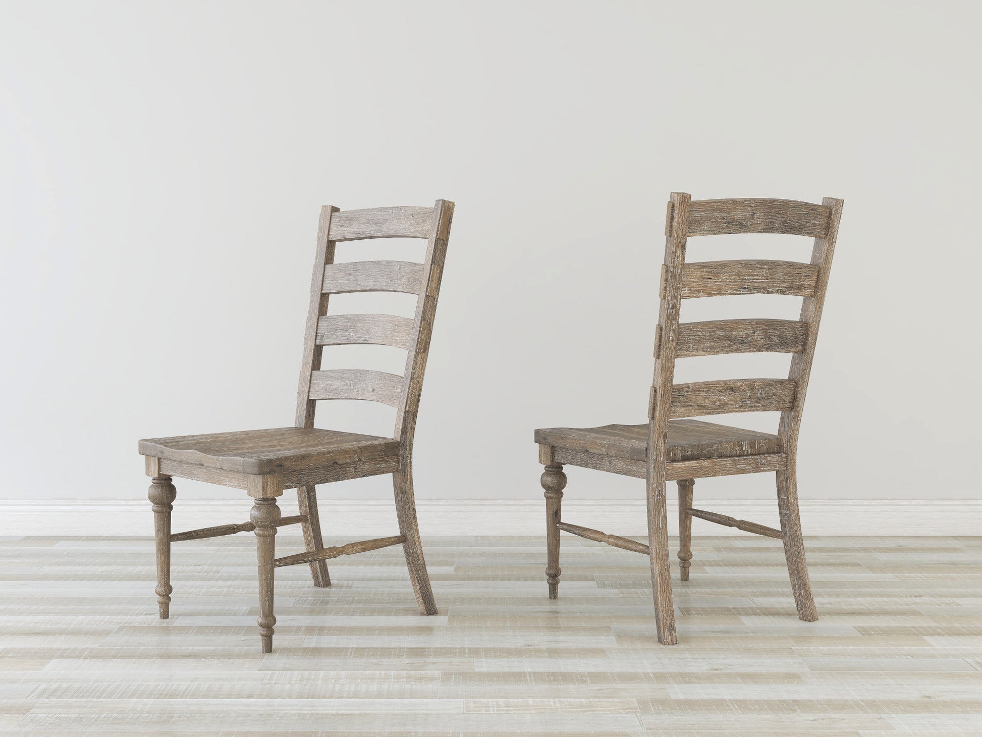 Ludin Taupe Ladderback Dining Chairs, Set Of 2 Taupe Solid Wood