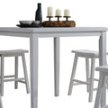 White 5 Piece Counter Height Set With Saddle Stools Wood White Seats 4 Bedroom Square Wood