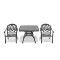 Cushions In Random Colors 3 Piece Set Of Cast Aluminum Patio Furniture With Cushions Yes Dining Set Black Seats 2 Rust Resistant Frame Water Resistant Cushion Garden & Outdoor Complete Patio Sets Aluminium