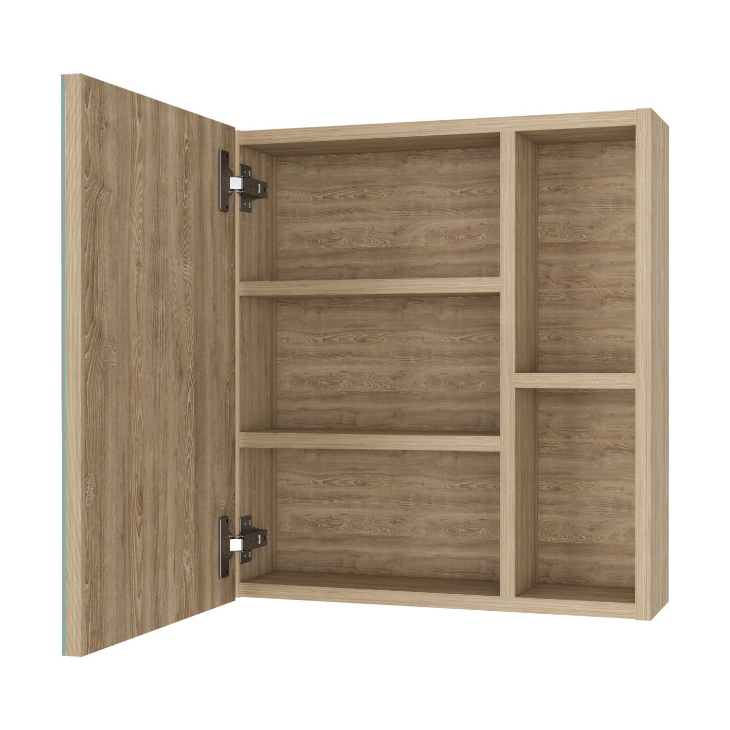 Lincoln Mirrored Medicine Cabinet, Five Interior Shelves Beige 5 Bathroom Wall Mounted Modern Mdf Engineered Wood