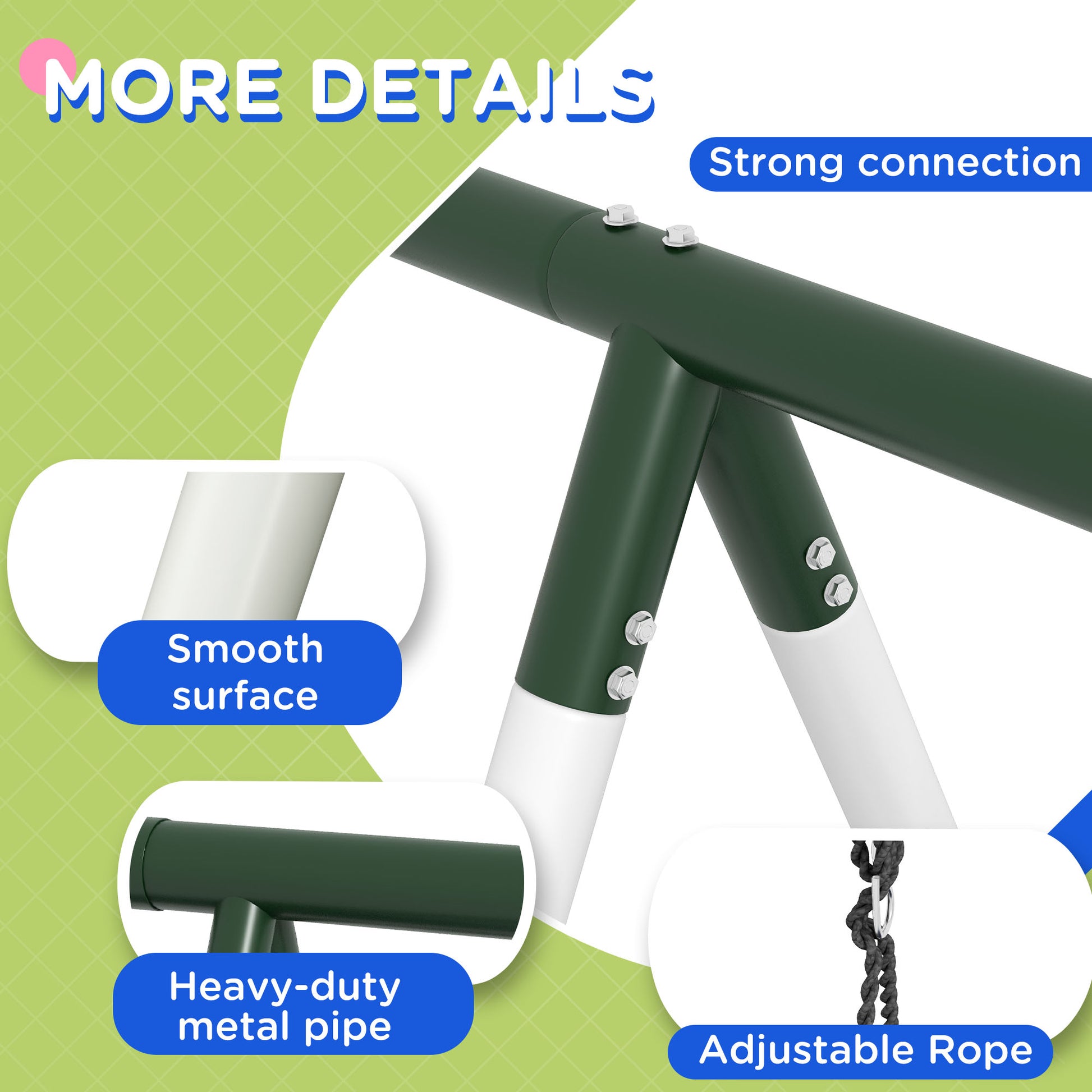 Outsunny 528 Lbs Swing Set For Backyard, 5 In 1 Heavy Duty A Frame Stand Outdoor Playset For Kids, With Saucer Swing, Slide, Swing Seats, Glider, Basketball Hoop, Climbing Steps And Net Green Steel