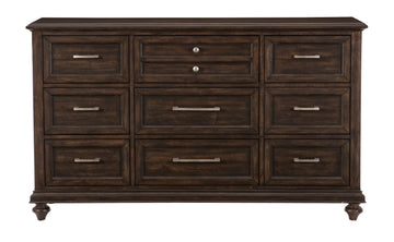 Solid Transitional Style Bedroom 1Pc Dresser Of 9 Drawers Driftwood Charcoal Finish Wooden Furniture Traditional Framing Driftwood Bedroom Transitional Wood