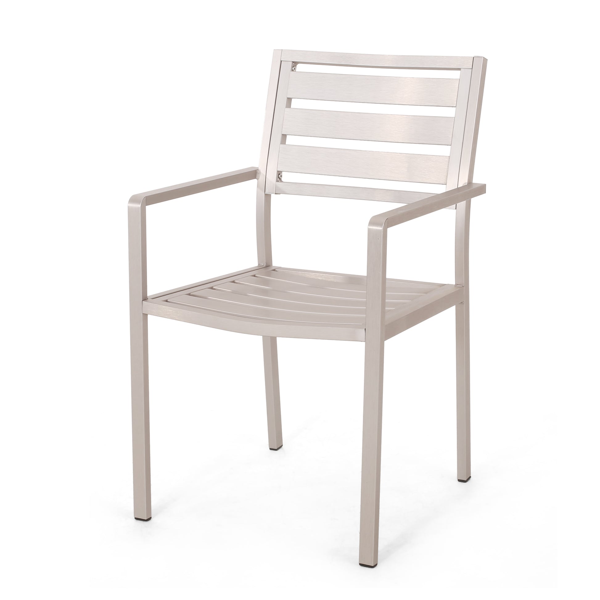 Outdoor Modern Aluminum Dining Chair, Silver Set Of 2 Silver Aluminium