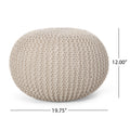 Knited Pouf Beige Cotton