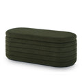 Modern Oval Storage Ottoman Bench, Upholstered Boucle Teddy Fabric End Of Bed Bench With Storage, End Of Bed Stool With Safety Hinge For Bedroom, Living Room, Entryway, Dark Green Dark Green Primary Living Space Oval Black American