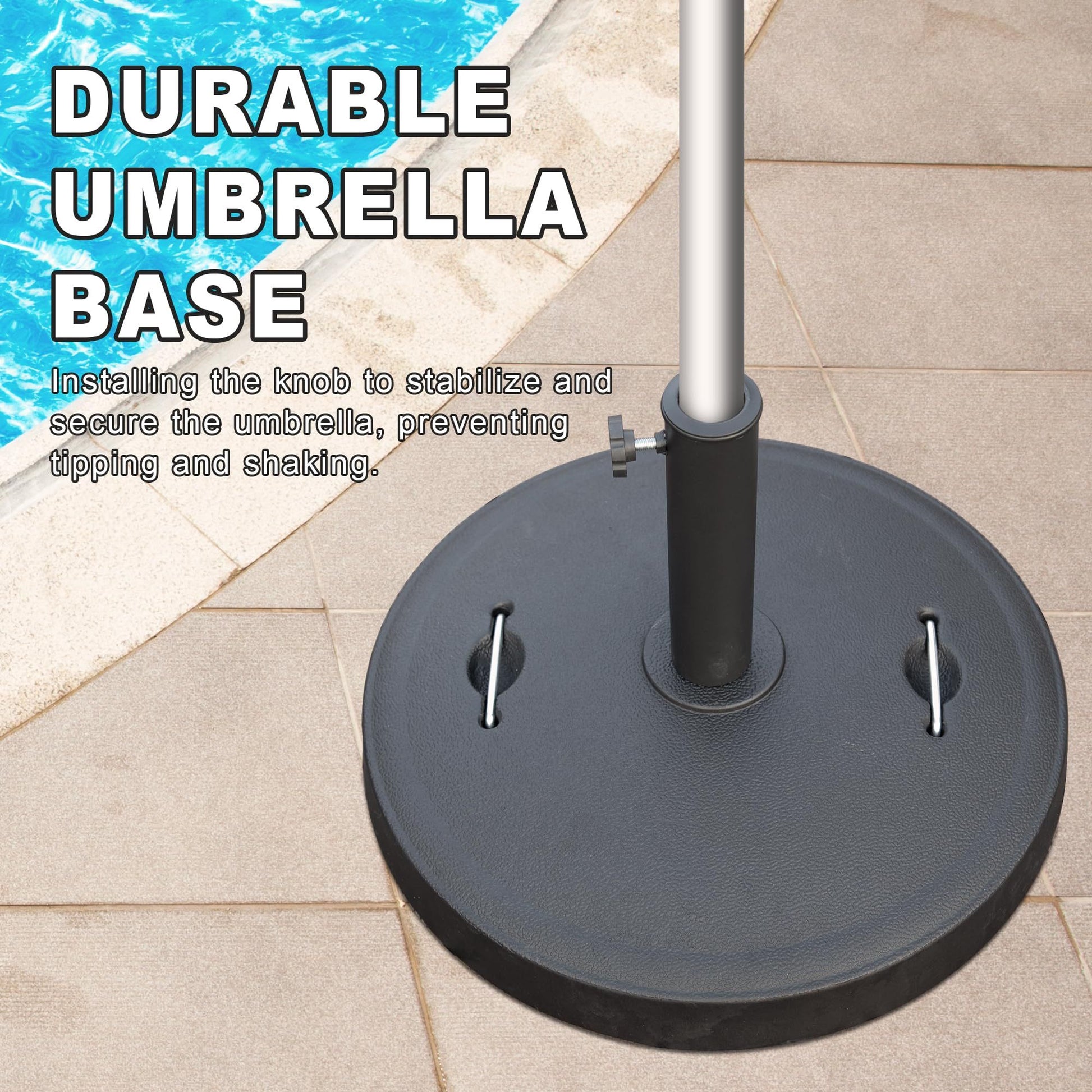 Patio Umbrella Base, Umbrella Stand Base With Adjustable Knob And 2 Du