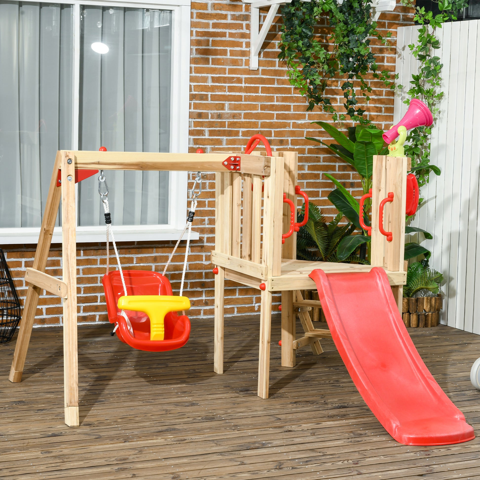 Wooden Swing Backyard Swing For Toddler Outsunny In Wooden Swing