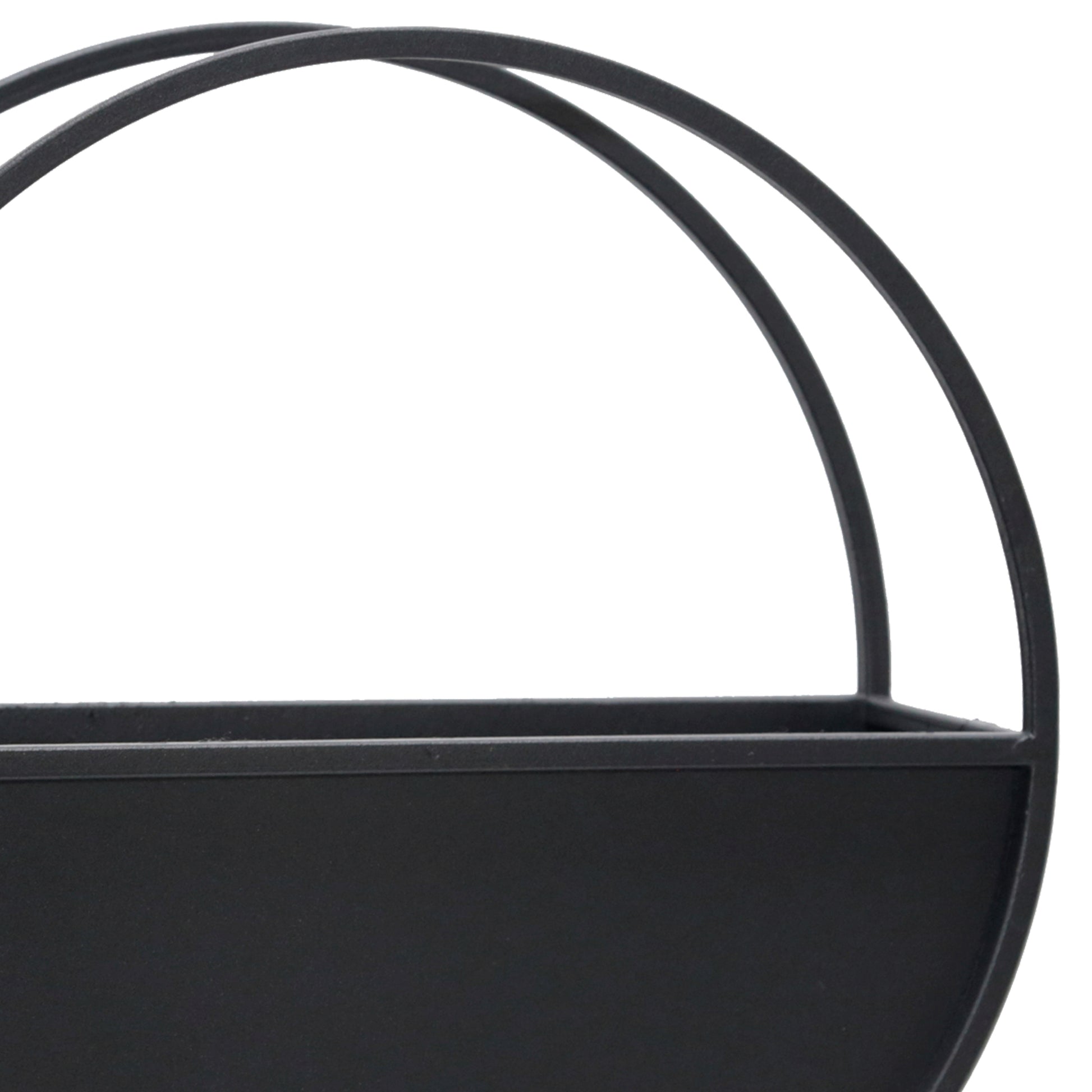 S 2 Metal 9 12" Round Wall Planters, Black Black Iron