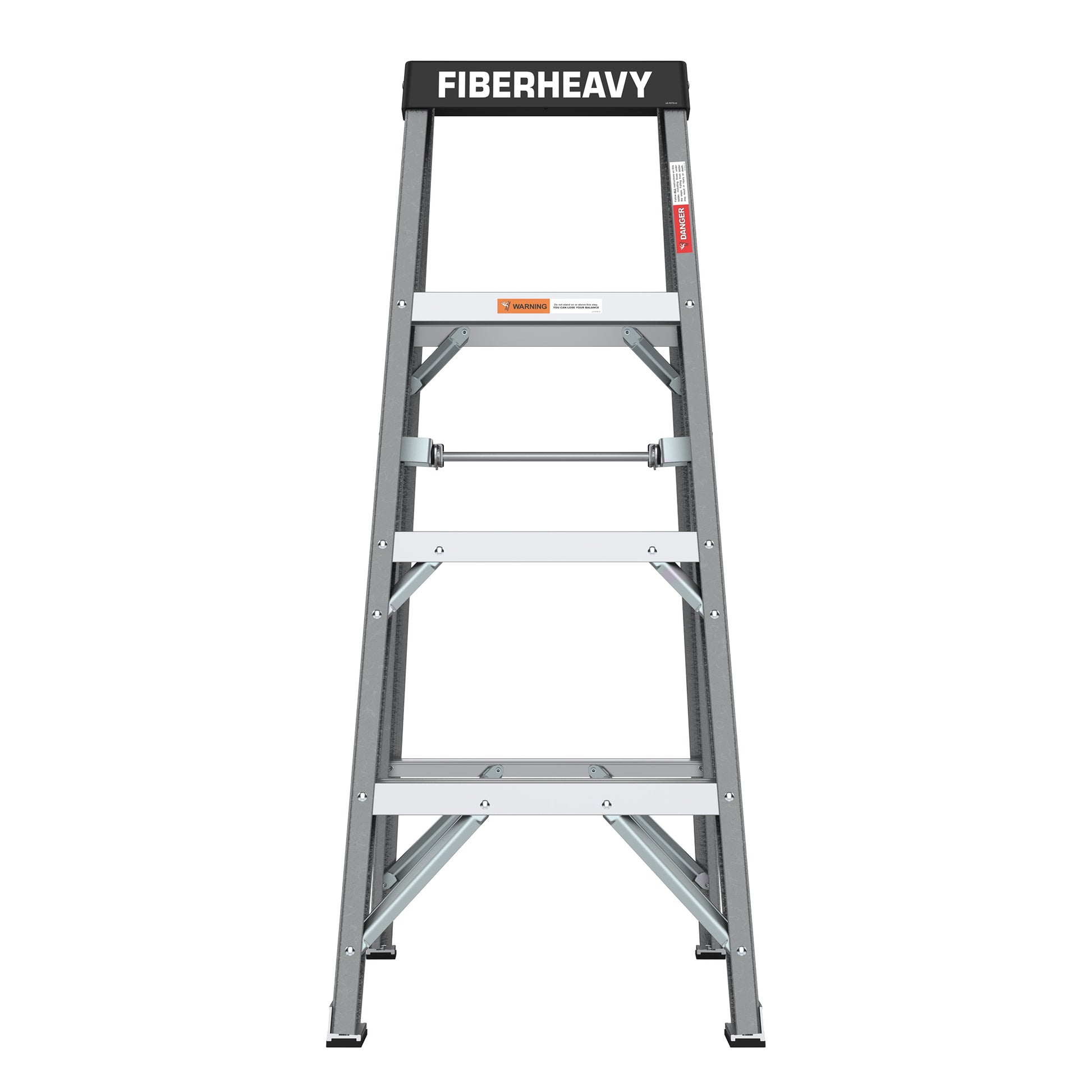 Fiberglass Step Ladder 4 Steps 250Lbs Black Grey Fiberglass