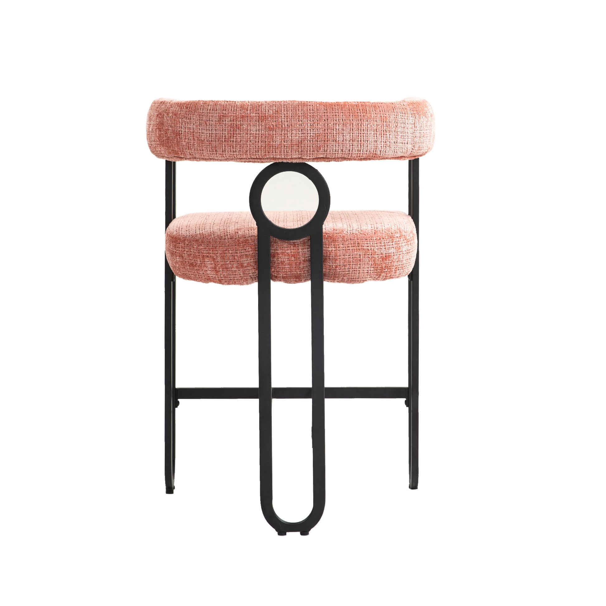 Coolmore Bar Stools Set Of 2, Modern Bar Stool With Back, Black Metal Frames, Upholstered Bar Stools For Kitchen Island, Pub, Club Pink Chenille Pink Dining Room Foam Chenille