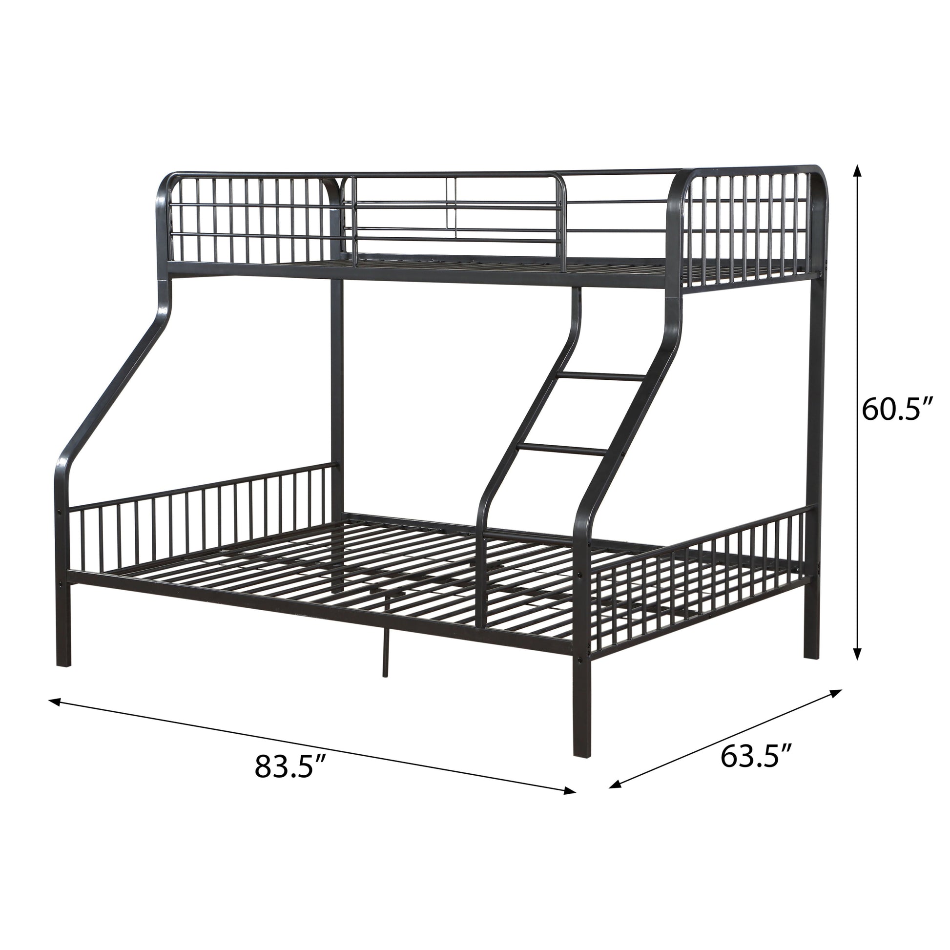 Gunmetal Twin Xl Queen Bunk Bed With Built In Ladder Gunmetal White Metal