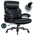 Big And Tall Office Chair 500 Lbs Executive Office Chair For Heavy People Heavy Duty Office Chair With Sturdy Rollerblade Wheels Desk Chair With Adjustable Lumbar Support Black Leather Chair Black Office Office Chairs Solid Back Pu Leather