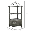 Outsunny Outdoor Towel Valet Caddy, Covered Poolside Towel Holder Rack, Shelf, Basket, Rolling Pe Rattan Wicker Storage On Wheels, Gray Gray Steel