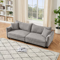 2345 Grey Corduroy Fabric, Sofa Can Be Converted Into A Sofa Bed With Two Throw Pillows, Suitable For Living Room And Other Scenes Gray Corduroy 3 Seat