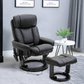 Homcom Pu Leather Massage Recliner Chair With Ottoman 10 Point Vibration Swiveling Armchair, Black Black Wood Metal