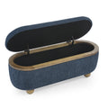 Storage Ottoman Bench, Upholstered End Of Bed Ottoman Bench With Storage And Seating, Large Blanket Storage Bench For Foot Rest In Bedroom, Living Room, Entryway, Dark Blue Dark Blue Foam