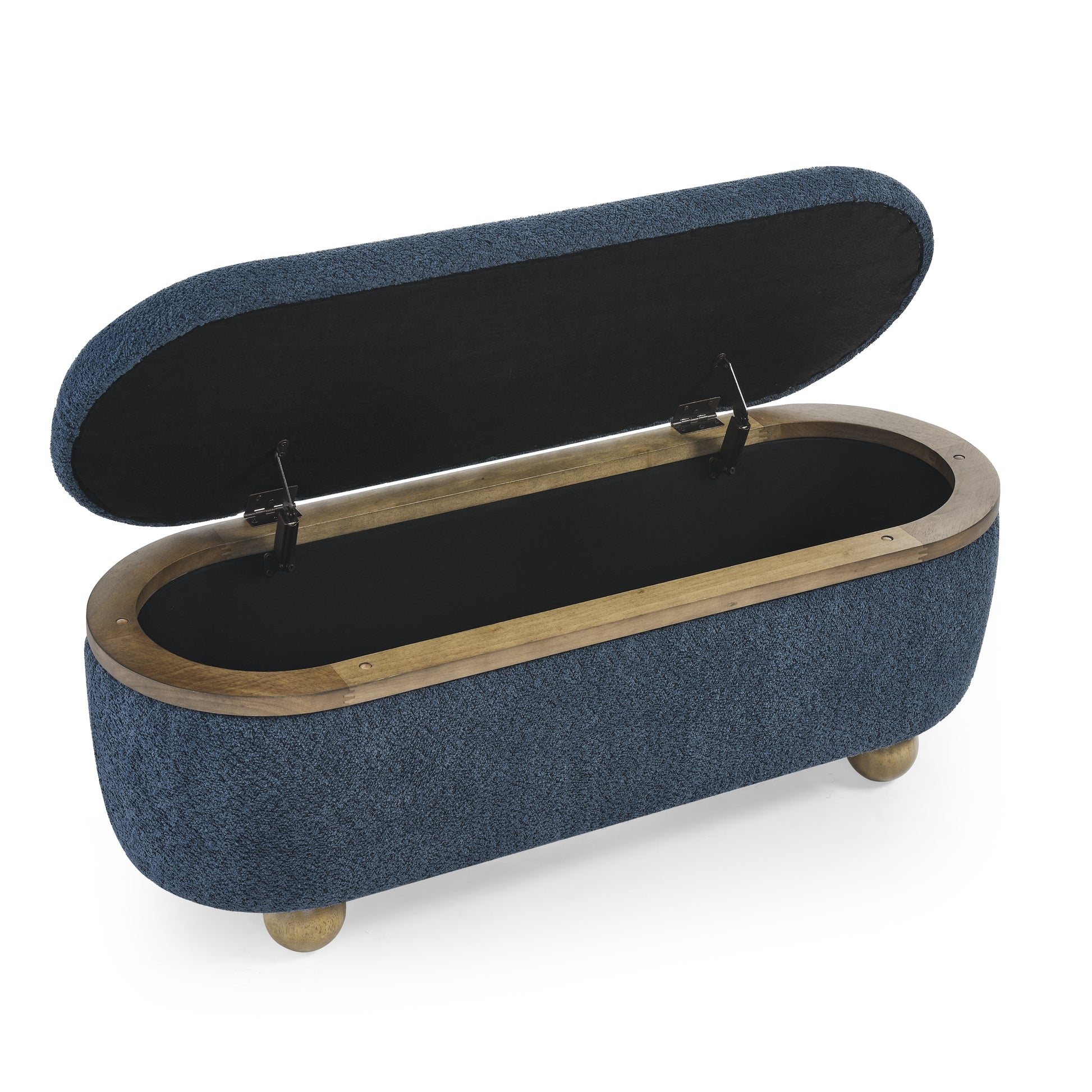 Storage Ottoman Bench, Upholstered End Of Bed Ottoman Bench With Storage And Seating, Large Blanket Storage Bench For Foot Rest In Bedroom, Living Room, Entryway, Dark Blue Dark Blue Foam