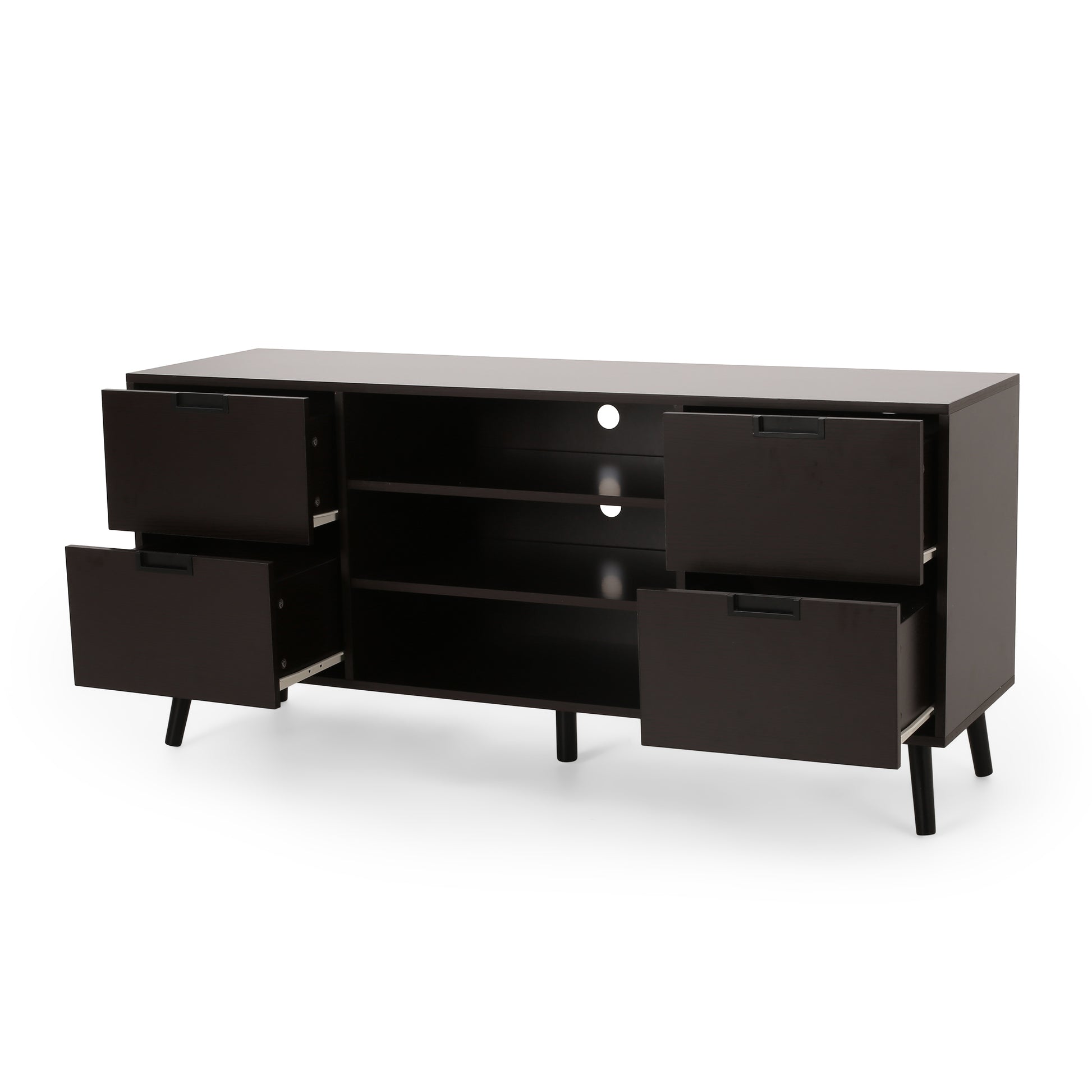 Tv Stand Dark Brown 50 59 Inches Wood