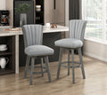 Gray Finish Set Of 2 Counter Height Chairs Swivel Seat Tufted Fabric Upholstered Solid Wood Dining Furniture Transitional Style Gray Dining Room Transitional Solid Wood