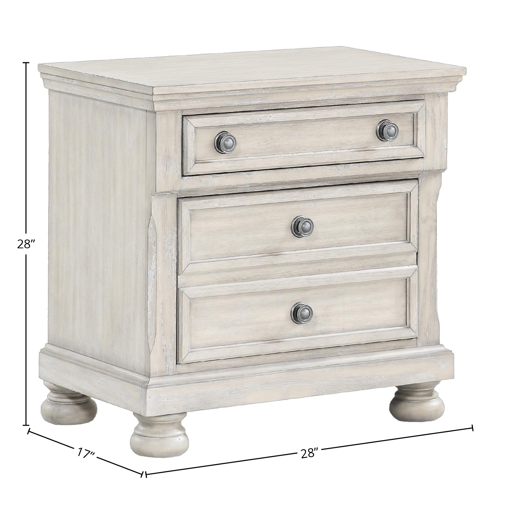 Antique Gray Nightstand Two Drawer Antique Gray Solid Wood Mdf