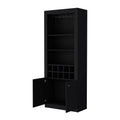 Black Bar Cabinet With Wine Storage And Three Shelves Standard Black Shelves Included Wood