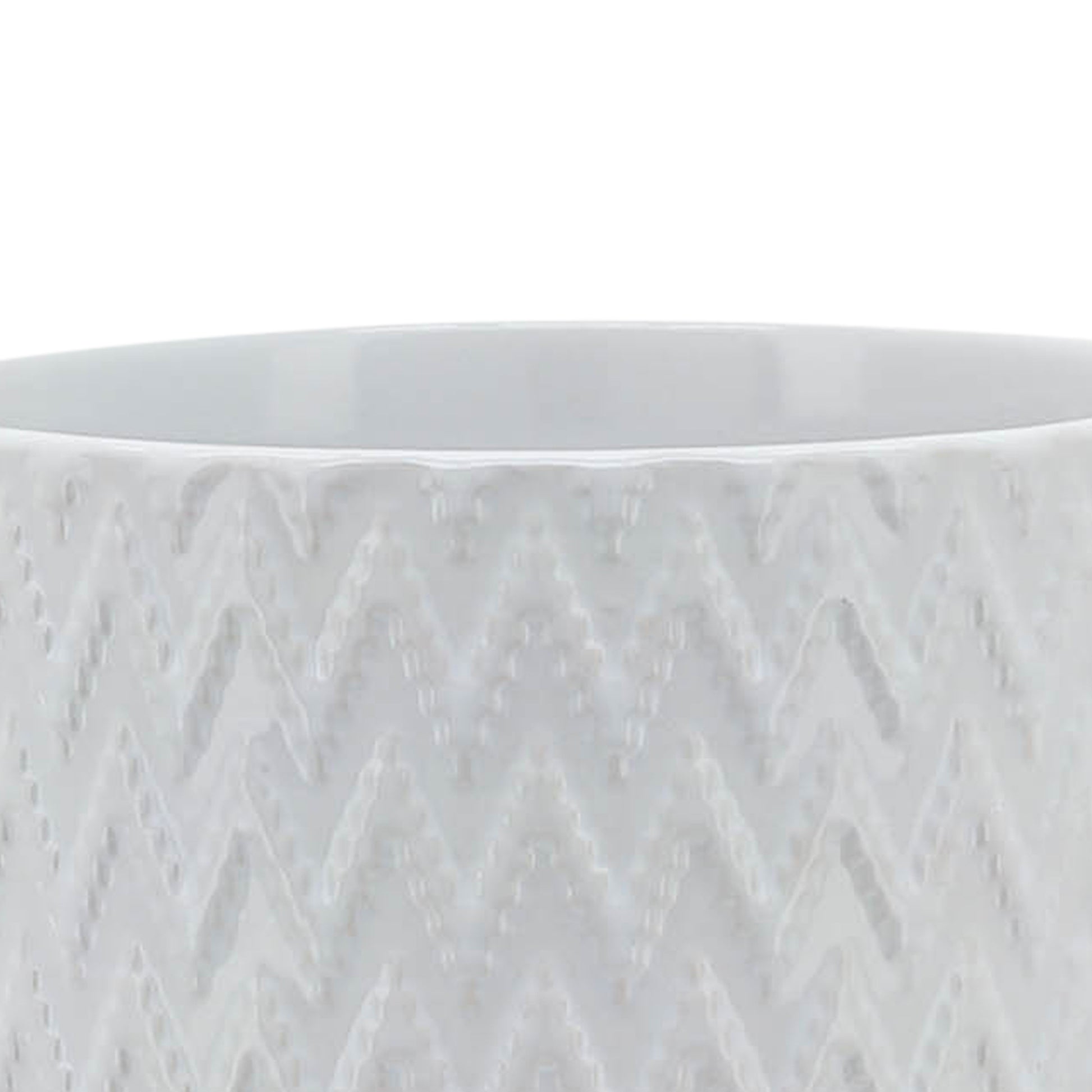 5" Chevron Planter W Stand, White White Ceramic