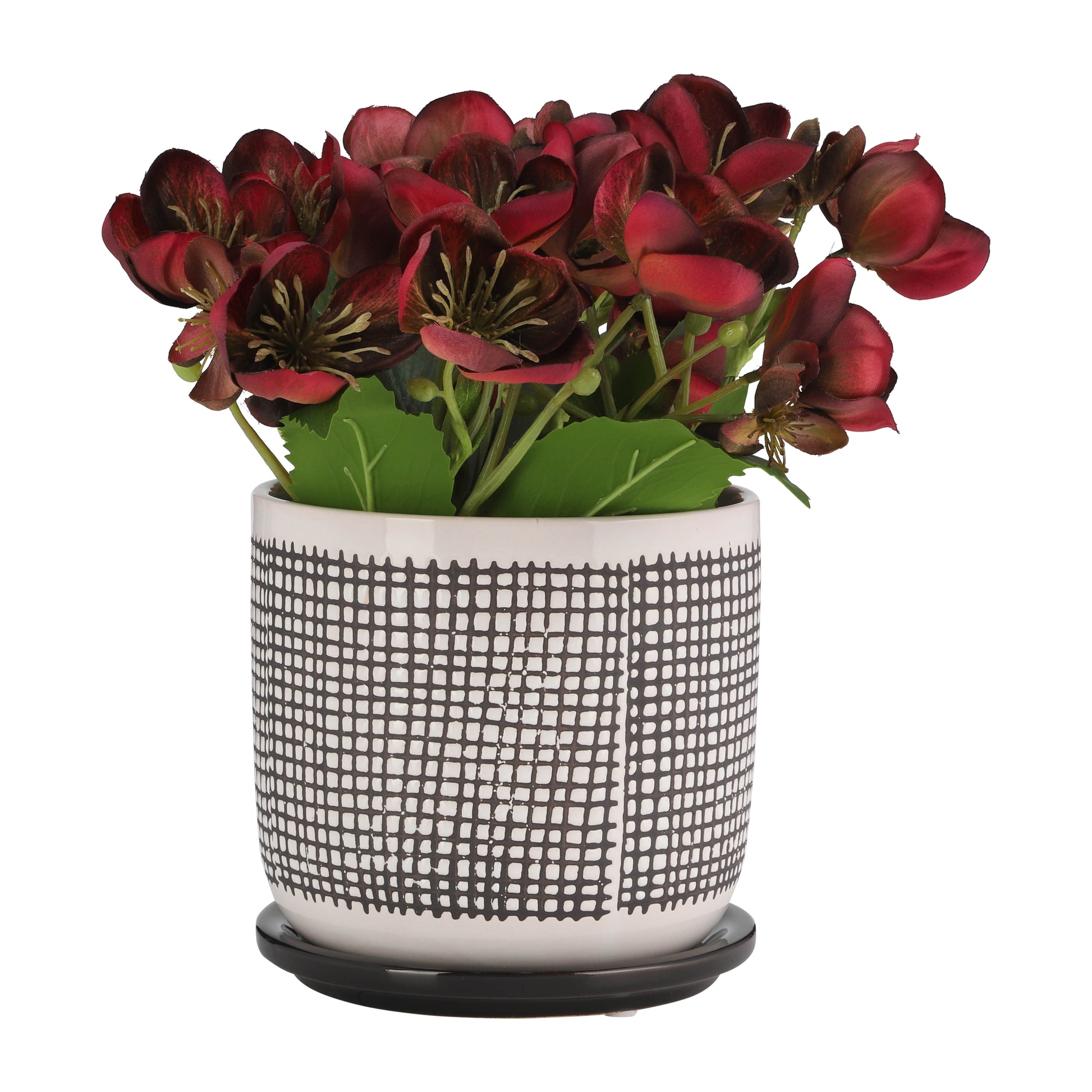 6 planter with saucer 6" Mesh Design Planter W Saucer, Gray Gray Ceramic