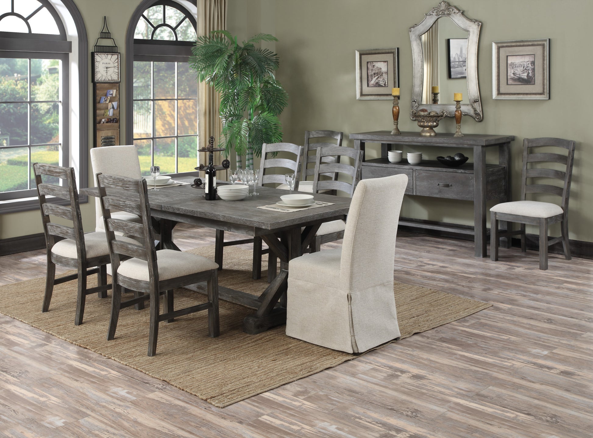 Rusti Gray Dining Table With Butterfly Leaf Gray Solid Wood