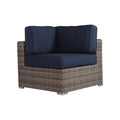 Stylish Rattan Wicker Fully Assembled 6 Person Seating Group With Premium Sunbrella Cushions Perfect For Outdoor Entertaining Dark Gray,Navy Blue Wicker